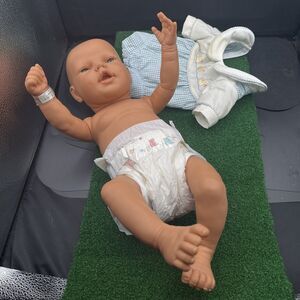 Vintage Berjusa Newborn Baby Doll 16”- Including  Diaper And One Set Of Clothes